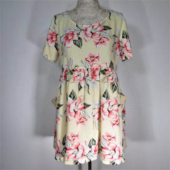MODA INT'L Vintage 90's Yellow Floral Swing Dress - Picture 1 of 7